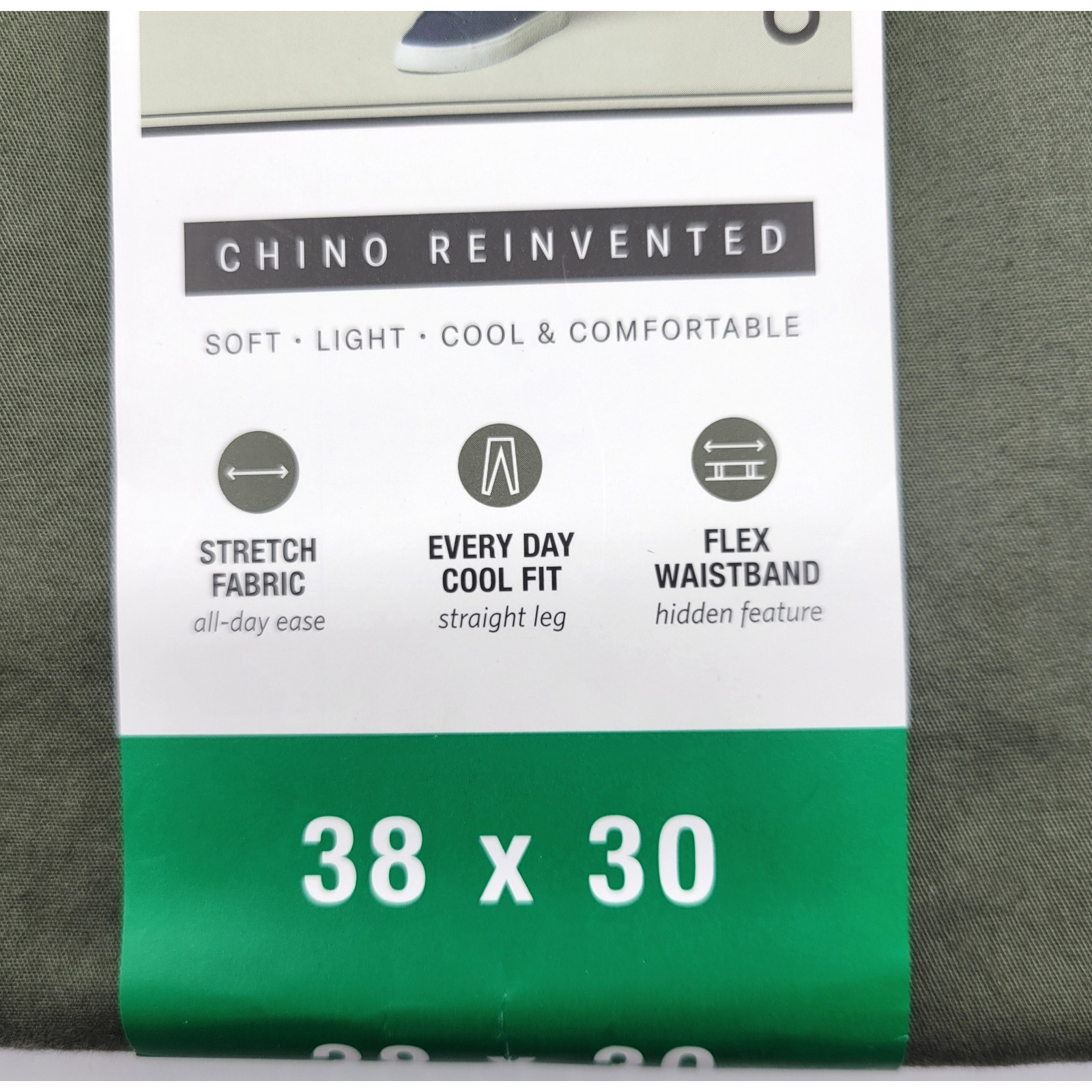 New English Laundry Breeze Chino Pants 38x30 Green Slimmer Straight Stretch — image 4 of 4